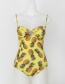Fashion Yellow Pineapple Print Band Underwire Swimsuit