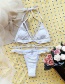 Fashion White Lace Solid Color Ruffled Split Swimsuit