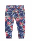 Fashion Blue Flowers Childrens Denim Pants With Flower Print