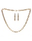 Fashion White Gold Necklace U-shaped Stitching Thick Chain Necklace Bracelet Earrings