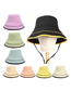 Fashion Yellow (with Windproof Rope) Folded Double Layer Stitching Contrast Color Fisherman Hat