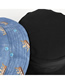 Fashion Dark Blue Cowboy Double-sided Crown Diamond Print Fisherman Hat