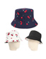 Fashion Navy (red On The Reverse Side) Cherry Print Double-sided Fisherman Hat