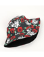 Fashion Black Double-sided Printed Fisherman Hat With Rose Skull