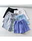 Fashion Lake Blue Lace-up Elastic Waist Straight Shorts