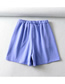 Fashion Gray Blue Lace-up Elastic Waist Straight Shorts