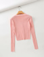 Fashion Apricot Cropped Stretch Knit Top With Button Pits