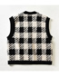Fashion Black Check V-neck Knitted Vest