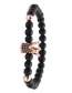 Fashion Rose Gold 6mm Frosted Stone Crown Diamond Beaded Bracelet