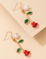 Fashion Red Rose Flower Three-dimensional Pearl Earrings