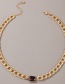 Fashion Golden Diamond Thick Chain Alloy Square Necklace