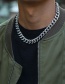 Fashion Silver Thick Full Rhinestone Chain Necklace