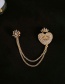 Fashion Golden Flash Diamond Love Heart Crown Brooch Chain