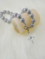 Fashion Silver Reflective Pearl And Glitter Diamond Cross Beaded Necklace