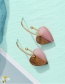 Fashion Pink Wood Heart Shaped Resin Earrings