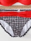 Fashion Red Split Houndstooth Swimsuit