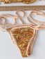 Fashion Yellow Sequined Tether Split Swimsuit