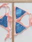 Fashion Blue Sequined Tether Split Swimsuit
