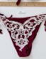 Fashion Red Wine Split Lace Tether Swimsuit