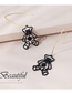 Fashion Black Real Gold Plated Long Frosted Bear Earrings