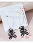 Fashion Black Real Gold Plated Long Frosted Bear Earrings