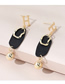 Fashion Black Real Gold Plated Frosted Letter Geometric Earrings