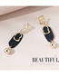Fashion Black Real Gold Plated Frosted Letter Geometric Earrings