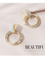 Fashion Golden Real Gold Plated Cutout Opal Round Earrings