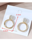 Fashion Golden Real Gold Plated Cutout Opal Round Earrings