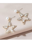 Fashion Golden Real Gold-plated Pearl And Five-pointed Star Diamond Earrings