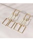 Fashion Golden Real Gold Plated Rectangular Cutout Tassel Earrings