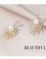Fashion Golden Real Gold Plated Pearl And Diamond Firework Earrings