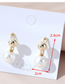 Fashion White Real Gold Plated Pearl Round Earrings