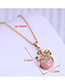 Fashion Pink Rose Gold Color Opal Bow Necklace With Diamonds