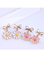 Fashion Pink Bowknot Daisy Oil Dripping Alloy Earrings