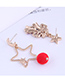 Fashion Red Pentagram Christmas Tree Asymmetrical Diamond-studded Oil Drop Alloy Earrings