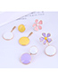 Fashion Purple And White Flower Pearl Asymmetrical Oil Drop Alloy Stud Earrings