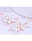 Fashion White Contrasting Round Flower Asymmetrical Oil Drop Earrings
