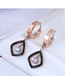 Fashion Black Titanium Steel Diamond-studded Geometric Diamond Earrings