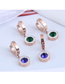 Fashion Royal Blue Titanium Steel Round Diamond Earrings