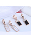 Fashion White Titanium Steel Diamond Geometric Rectangular Earrings