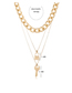Fashion Gold Color Key Lock Alloy Thick Chain Multilayer Necklace