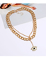 Fashion Gold Color Dripping Eyes Hollow Thick Chain Alloy Double Necklace