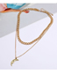 Fashion Gold Color Meniscus Pendant Chain Double Necklace