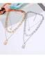 Fashion Gold Color Love Lock Moon Star Chain Alloy Multilayer Necklace