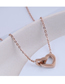 Fashion Rose Gold Diamond Love Heart Titanium Steel Necklace