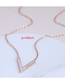 Fashion Rose Gold V-shaped Diamond Necklace In Titanium Steel