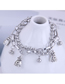 Fashion Silver Stainless Steel Bead Wallet Double-layer Bracelet