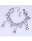Fashion Silver Long-eared Rabbit Double Bracelet With Stainless Steel Beads