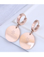 Fashion Rose Gold Round Letter Pendant Titanium Steel Earrings